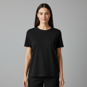 womens black tee front